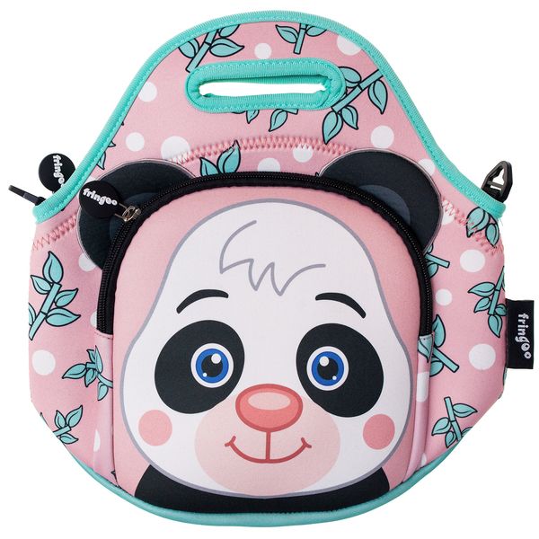 Fringoo® Kids Lunch Bag Neoprene Thermal Insulated Zipped Pocket Shoulder Strap Nursery School Cooler Bag (Panda)