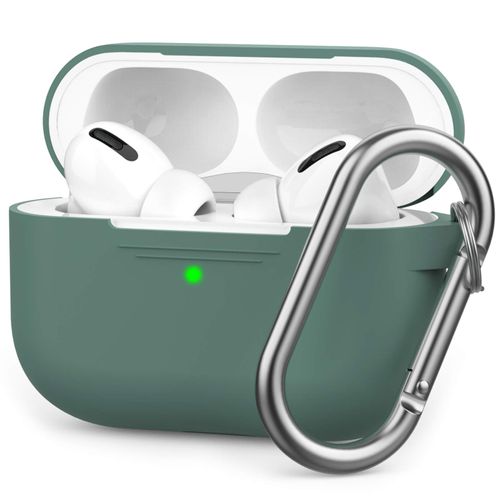 AHASTYLE AirPods Pro Case Protective Cover [Front LED Visible] Compatible with Apple AirPods Pro 2019 (With Carabiner, Pine Green)