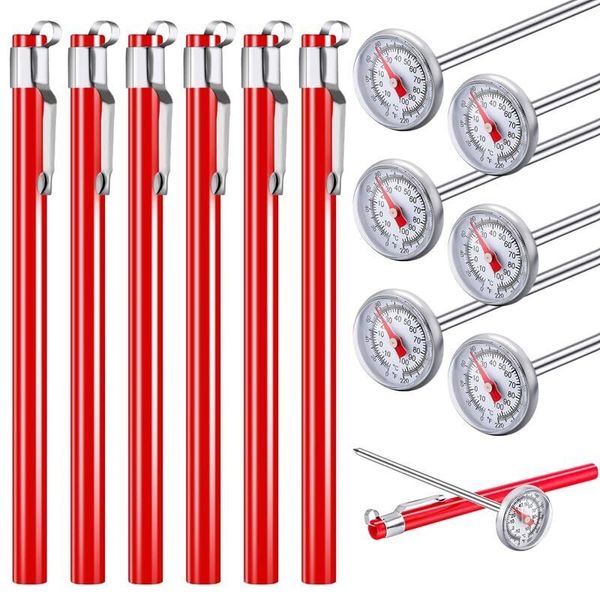 6 Pcs Stainless Steel Kitchen Thermometer With Red 5 Inches Long Stem1 Inch Dial