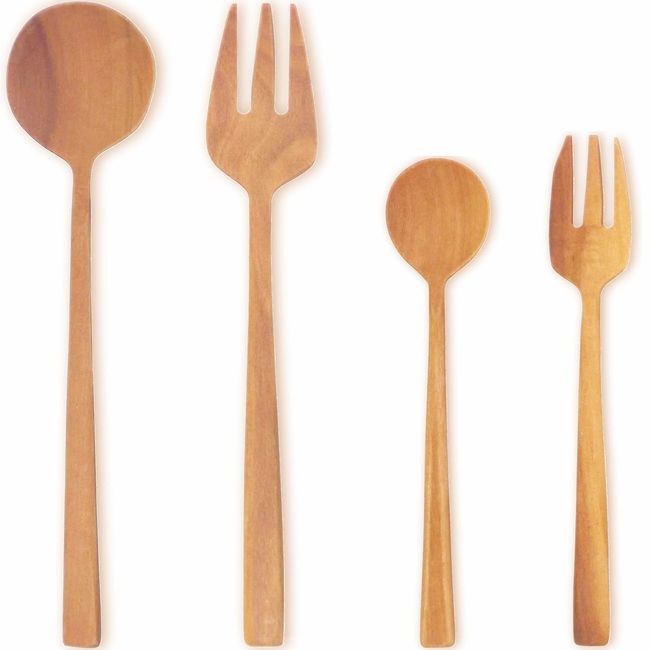 Nagao Sao Wood Dinner Cutlery Set, 4 Pieces, Wood, Nature