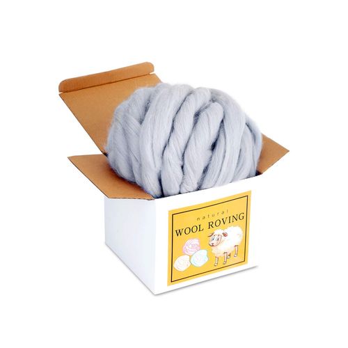 Wool Roving Bulk - 8.82oz Super Wool Chunky Yarn, Wool Roving Top for Needle Felting, Soft Felting Wool Supplies for Hand Spinning, Felting, Blending, Weaving and DIY Craft