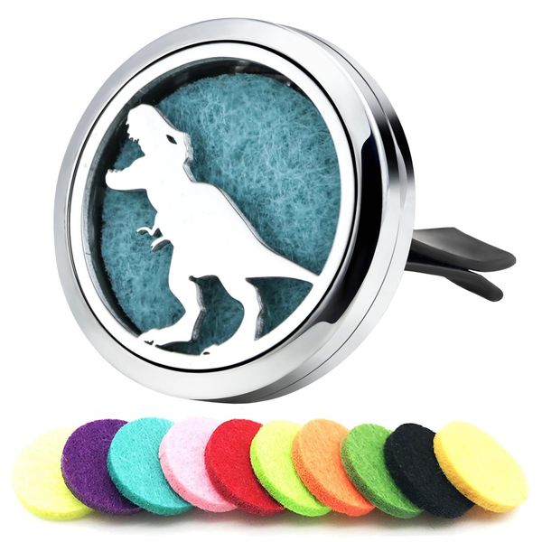 30mm Car Essential Oil Diffuser Vent Clips Air Freshener Vent Clip Aromatherapy Car Accessories 10 Felt Pads for Gift Women (Dinosaur)