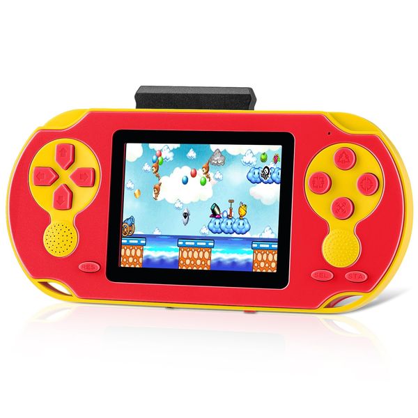 16 Bit Handheld Game Console for Kids, Video Game Console with Built in 230 HD Games, 3.0'' Screen Gaming Consoles with 3 Game Cartridges, Portable Rechargeable Game Console for Ages 4-12 (Red)