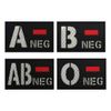 2 PCS AliPlus Blood Type Patch O- NEG Patch IR Infrared Reflective Patch Laser Cut Patch Tactical Morale Patch Hook and Loop(3.15x2 inch Black White)
