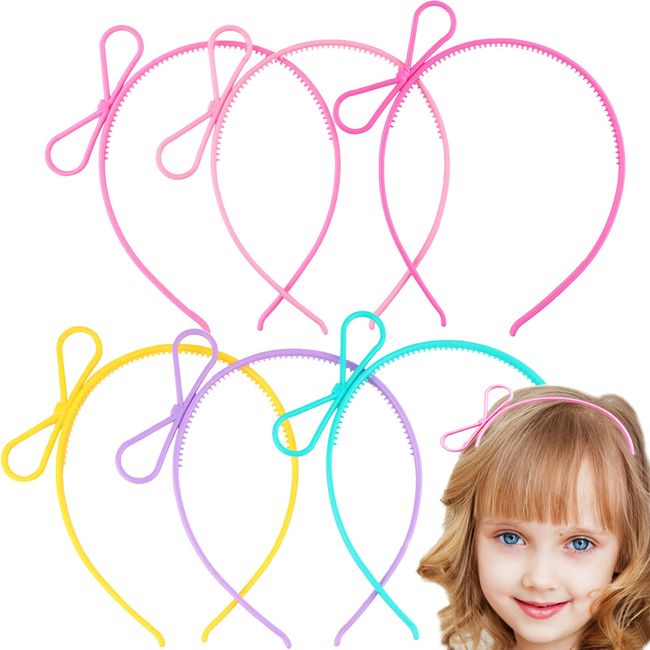 6 Pcs Bow Hairband Plastic Band Vintage Headbands Knot Matilda Headband for Women Girls