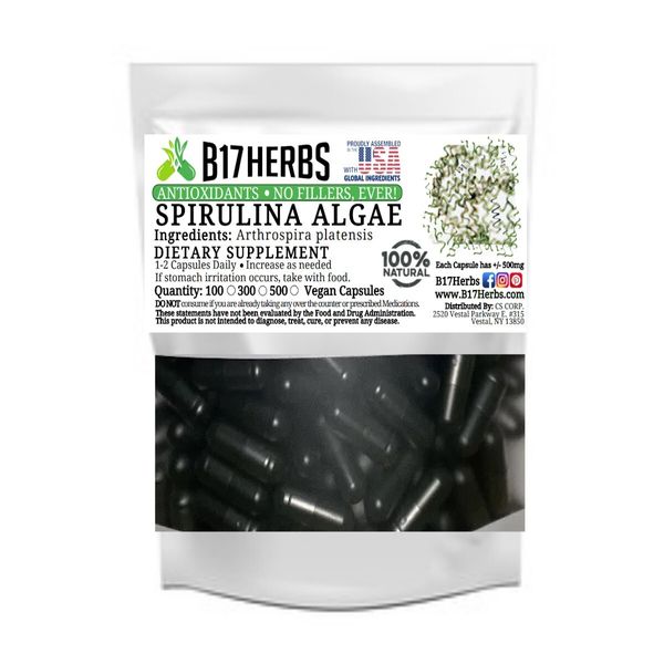 Pure Spirulina Algae Veggie Capsules | Superfood |  100 pcs.