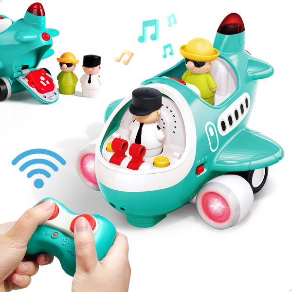 iPlay, iLearn Baby Airplane Toys, Remote Control Plane Toy for Toddlers 2-3, Infant Music RC Helicopter W/Light Sound, Birthday Gift Stocking Stuffer 18 24 Month 2 3 4 Year Old Boy Girl Kids Children