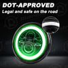 7" LED Headlight Green Angel Eyes For Harley-Davidso
