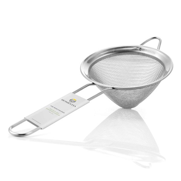 Homestia Fine Mesh Sieve Strainer Stainless Steel Cocktail Strainer Food Strainers Tea Strainer Coffee Strainer with Long Handle for Double Straining Utensil 3.3 inch