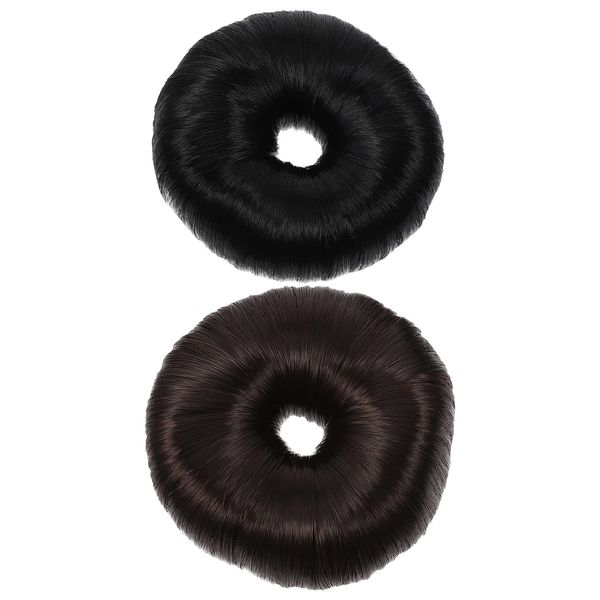 Beaupretty 2pcs Hair Donut Bun Maker Hair Styler Maker Donut Wig Bun Maker Scrunchies Chignon Bridal Wig Bun Round Chignon Girls Women's Black Dark Brown