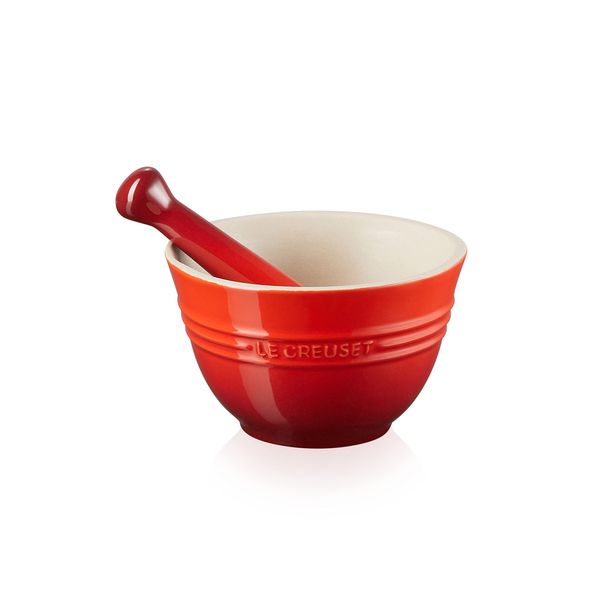 Le Creuset Mortar and Pestle, Stoneware, 11.5 cm, 360 g, 300 ml, Cerise, 81209300600003