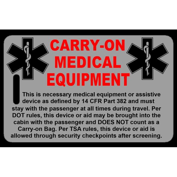 Lo-Viz Gray Carry-On Medical Equipment  Bag Tag - TSA