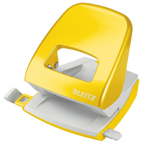 Leitz Hole Punch, 30 Sheets, Guide Bar with Format Markings, Metal, NeXXt Range, 50082016 - Yellow