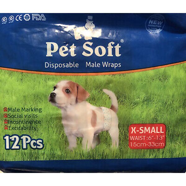 Pet Soft Male Wrap Dog Diaper 12Pcs XS