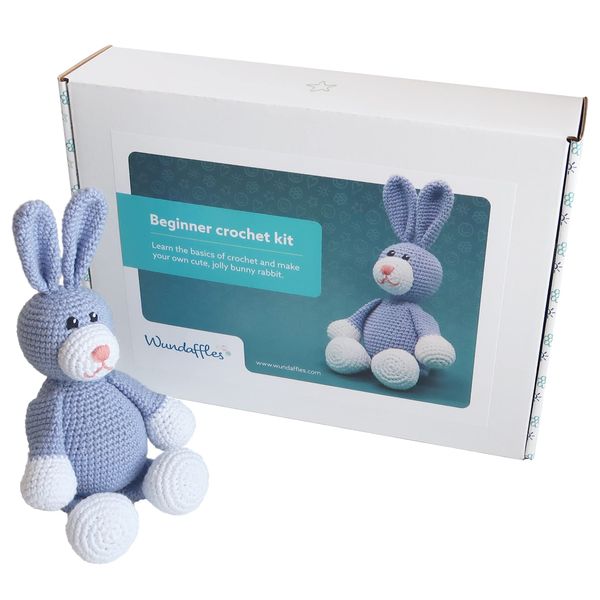 Wundaffles Beginner Crochet Kit - Bunny Rabbit. Learn to Crochet Craft Set.