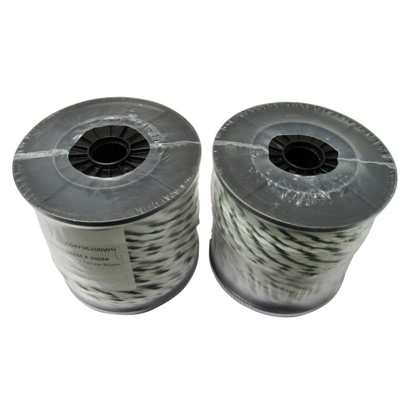 Electric Fence Poly Rope 6MM x 200M Reel x2 (White Green Polywire ...