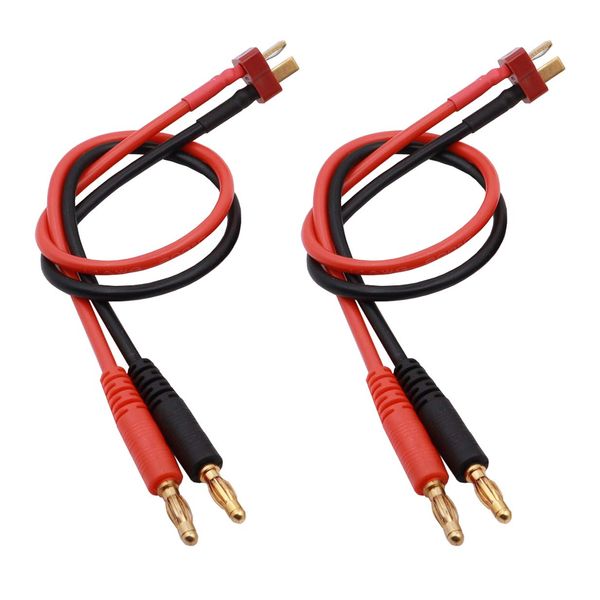 Treehobby 2PCS T-Plug to 4mm Banana Plugs Deans Style Connector RC Battery Balance Charge Cable Adapter Connectors for RC Helicopter Quadcopter Lipo Battery(14AWG 30cm)