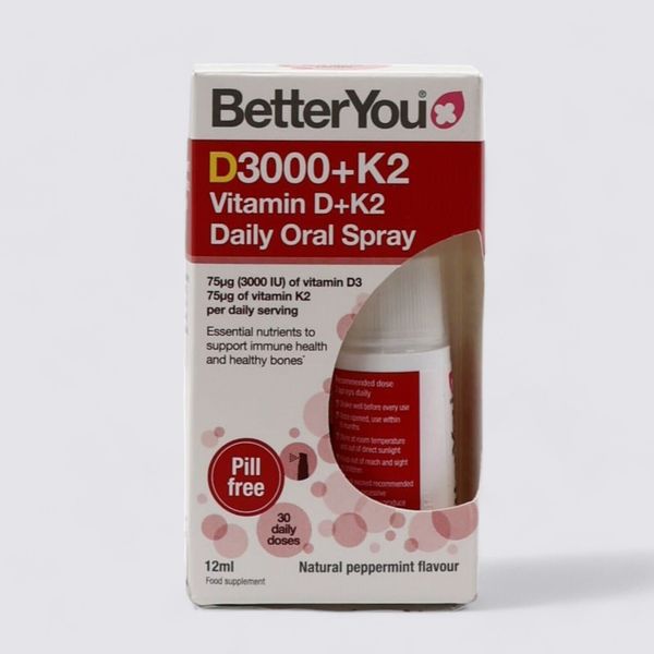 BetterYou Vitamin D+K2 Oral Spray Natural Liquid Multivitamin 30 Daily Dose