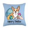 Easter Corgi Dog Happy Easter Throw Pillow