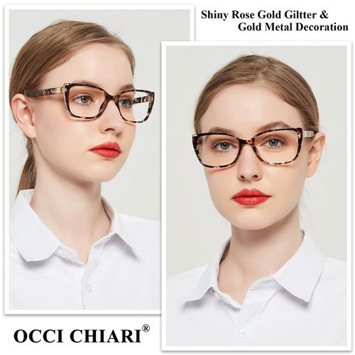 OCCI CHIARI Women's Fashion Reading Glasses 1.5 Rectangle Magnifying Glasses for Women Premium Readers Glasses Sturdy Hinge (Brown, 150)
