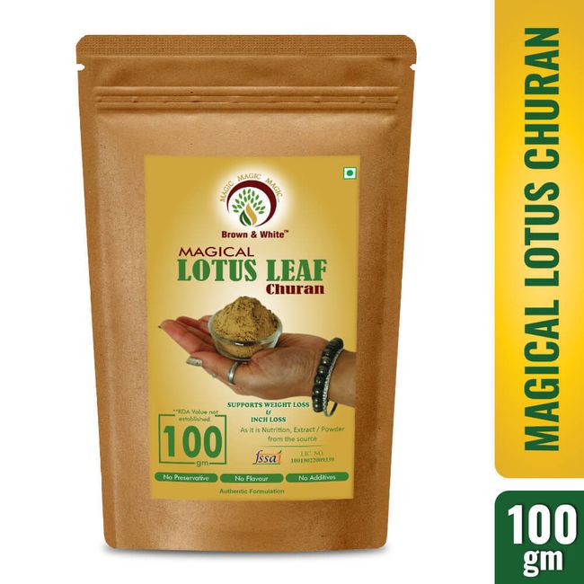 Brown & White Magical Lotus Leaf Powder, for Wellness, Hair & Skin (100gm)