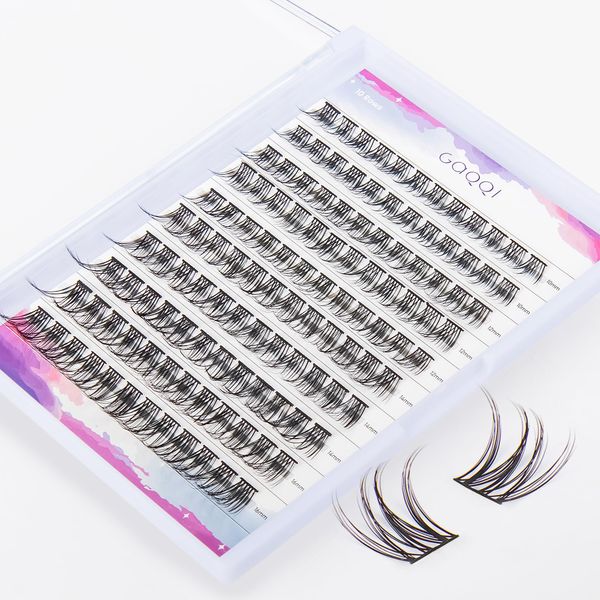 GAQQI Einzeln Wimpern 120Pcs Cluster Wimpern D Curl Mix Länge Cluster Lashes Extension DIY Cluster Wimpern Extension Natürlicher Look Cluster Lashes zu DIY Hause(GQ10-D Mix)