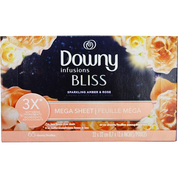 Downy Sheet Infusions Sparkling Amber & Rose Mega Sheet 65 Count