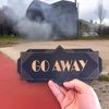 Sign - BLACK - Go Away - Art Deco 8x4