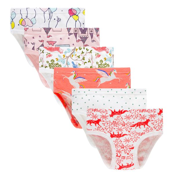 Cadidi Dinos 100% Cotton Baby Soft Cotton Panties Little Girls' Undies Assorted Underwear (Pack of 6) Size 18-24 Months