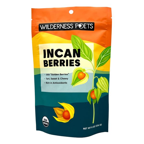 Wilderness Poets, Organic Incan Berries (Golden Berries, Gooseberries) - Raw, Dried Fruit (8 Ounce)