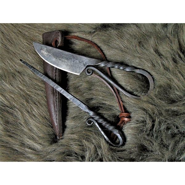 Medieval Knife with Food Tray and Sheath Viking Celts Hand Forged 4185A
