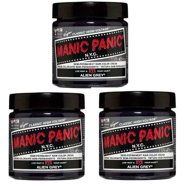 Manic Panic Alien Grau Tierversuchsfrei, Vegan & Lebendig 3 x 118ml