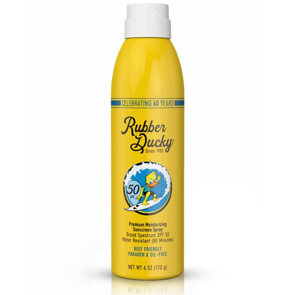 Rubber Ducky - SPF 50 Sunscreen Spray | Face and Body Spray Sunscreen | Vegan | Water Resistant | Broad Spectrum | Moisturizing - 6 Oz