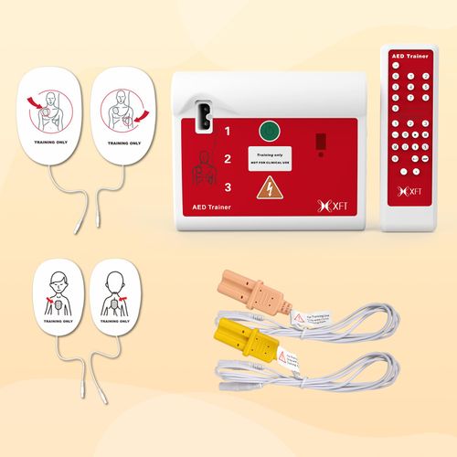 AED Trainer First Aid Training Kit Practice CPR Training Machine English & French Voice Prompts with Remote Control 10 Different Scenarios (XFT-120C)