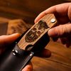 Beard Comb for Men Pocket Folding Combs for Mustache & Hair Travel Natural Wooden Comb with Real Man Engraving - Perfect for Use w/Beard Balm Oil (Skull)