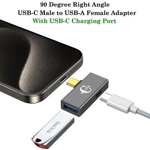 BCLINK 2-in-1 USB C to USB 3.1 Adapter with 100W Charging Port, Thunderbolt 4/3 OTG Converter for Meta Quest 2, iPhone 15, MacBook, iMac, iPad and More - Space Gray