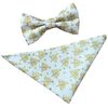 White with Gold Trees Christmas Cummerbund Set (Includes Bow Tie & Hanky)
