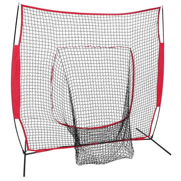 Baseball Softball Teeball 7x7Ft Bow Frame Practice Batting Training Net W Bag