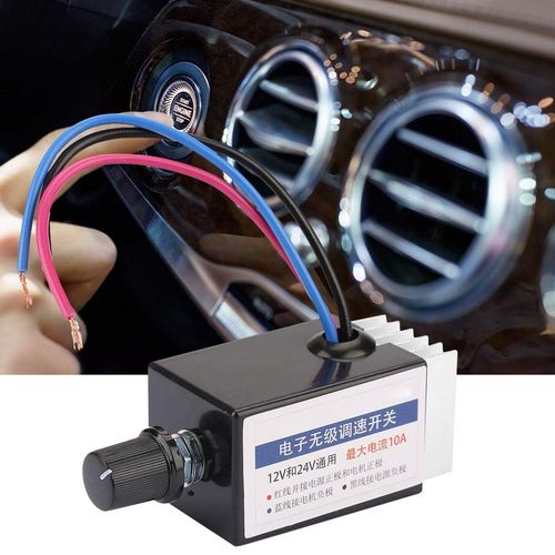 DC Motor Speed Controller, Variable Speed Motor Controller, DC 12V/24V Electronic Stepless Speed Regulator Switch for Car Truck Fan Heater Control