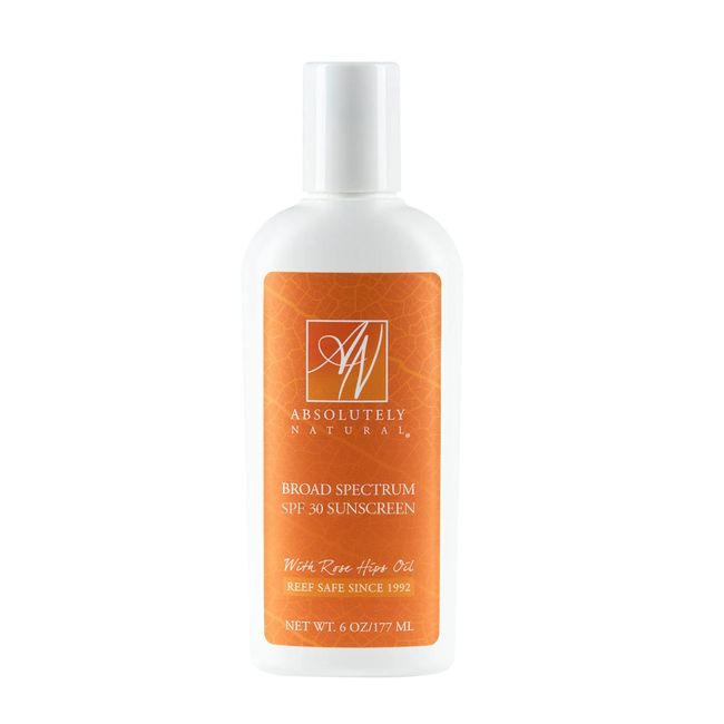 Absolutely Natural SPF 30 Mineral Sunscreen Lotion with Rose Hips Oil, Cruelty Free and Reef Safe, Made in USA