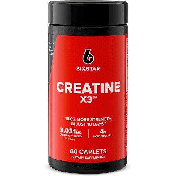 Six Star Creatine Pills, X3 (60 Caplets) - Creatine for Women & Men - Creatine C