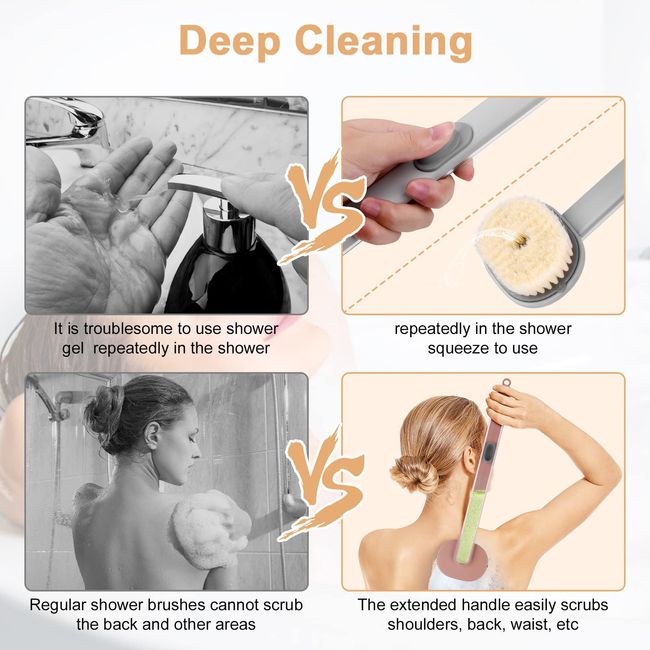 Long Handle Bath Massage Cleaning Brush with Soap Dispenser, Body Brush  Back Scrubber Storable Body Wash, Exfoliating Bath Brush, Cleaning Massage  Brush 