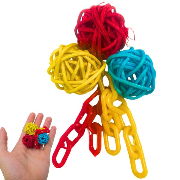 Bonka Bird Toys 2529 Ball and Chain Foot Toy Forage Play Chew Small Parrot Cage Toy, Conure, Cockatiel, Parakeet and Similar Breed Sizes