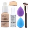 5pcs Liquid Foundation Set Matte Liquid Full Coverage Foundation with Face Primer Foundation Brush Makeup Sponge Makeup Set (# 102)