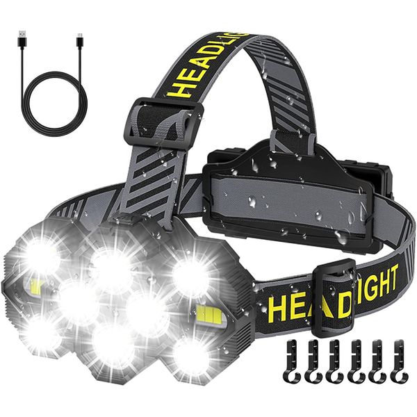 Victoper Headlamp Rechargeable, 22000 Lumen Bright 10 LEDs Head Lamp, 8+2 Modes Head Light with Red Light for Adult, Waterproof Head Flashlight for Outdoor Running, Hunting, Camping, Hiking