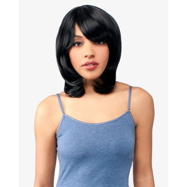 abelle (99J) INEZ Synthetic Medium Straight Bumped Bang Wig