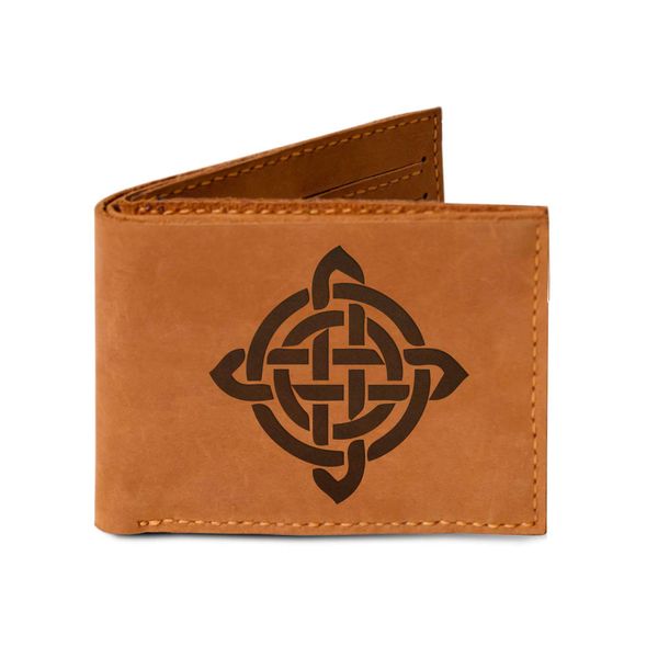 Men's Celtic Circle Tattoo -9 Handmade Genuine Pull-up Leather Wallet MHLT_03