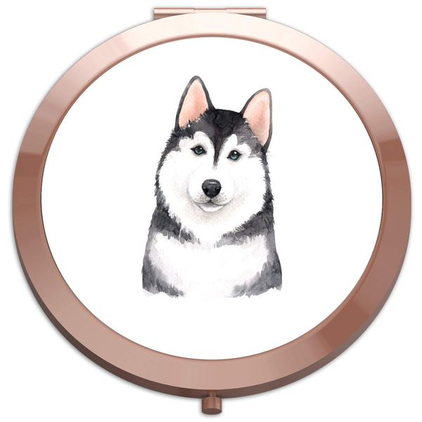 Dog One Husky – Plain Design folding compact pocket mirror - rose gold round circle shape