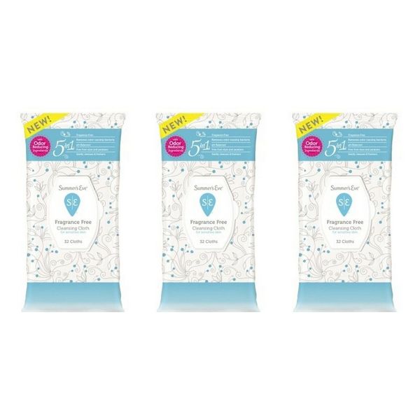 BL Summers Eve Cleansing Cloths 32 Count Soft Pk Frag-Free - THREE PACK