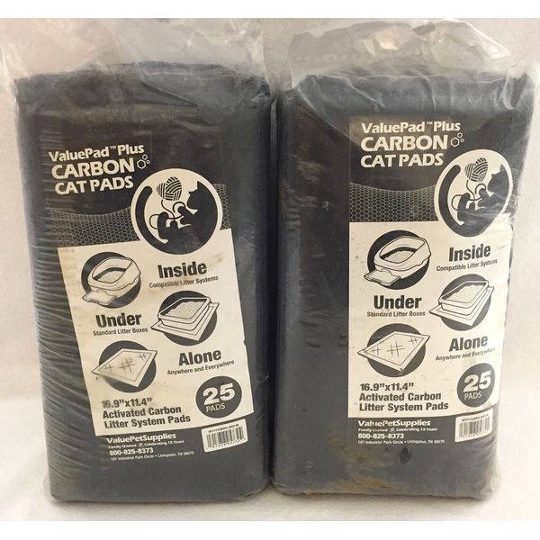 Carbon Cat Litter Pads ValuePad Plus Activated System 16" X 11" 25 Pads Per Bag